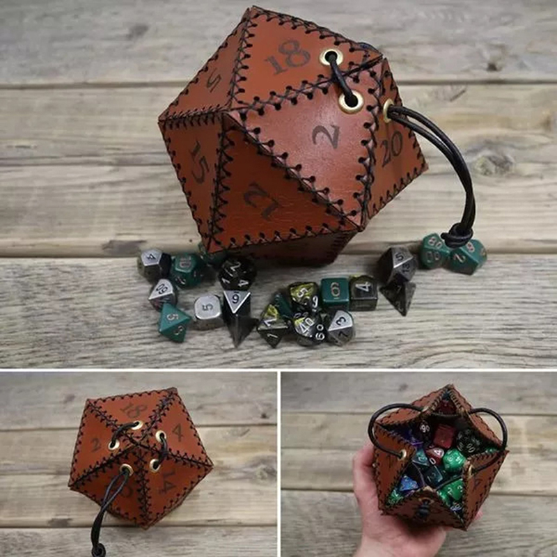حقيبة نرد جلدية D20، صندوق تخز - مراجعة Gaming Accessories Gift Ideas وسعره
