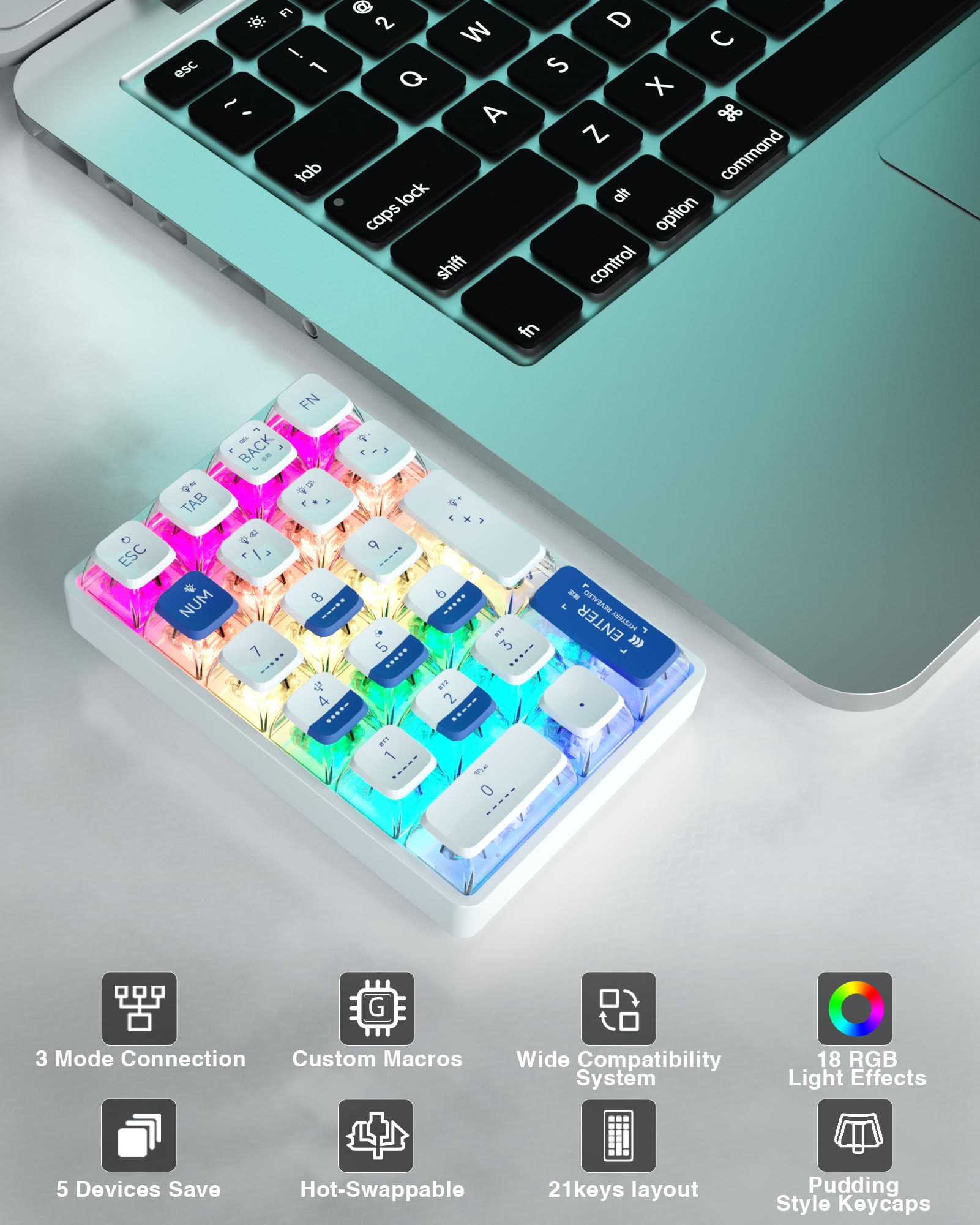 لوحة مفاتيح LEOBOG K21 لاسلكية - مراجعة Keyboard Numpad Separate وسعره
